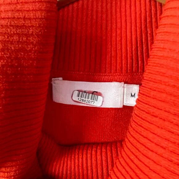 A.L.C. Caplan Turtleneck Short-Sleeve Slit-Front Dress Knit Midi Orange - Picture 5 of 6